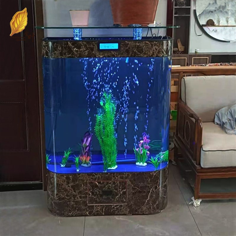 鱼缸双圆家用客厅落地式玻璃免换水生态水族箱招财中大型懒人鱼缸