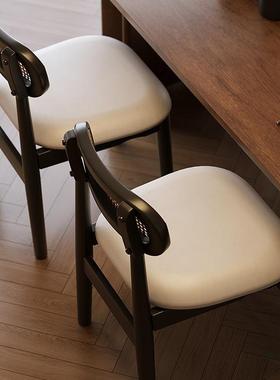 古餐椅家TSQ用藤藤编法椅子式复古靠背椅实木椅黑色轻奢餐中桌椅