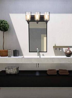 梳KST妆灯具现代透明玻璃灯罩餐黑色照明壁厅灯浴室台厨房照明灯