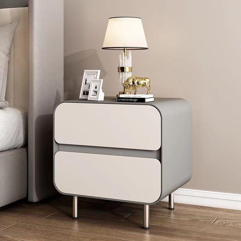 新款油意式极简木床头柜整装实卧室家奶TKW用现代简约风床边柜免