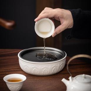 木灰青莲壶承干垫泡台壶托茶具件茶室陶瓷茶壶茶艺OQP文草人配器