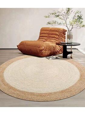 蒲草编编制圆形黄麻地毯酒多功能织地毯饰VTQ地毯垫度假店家居装