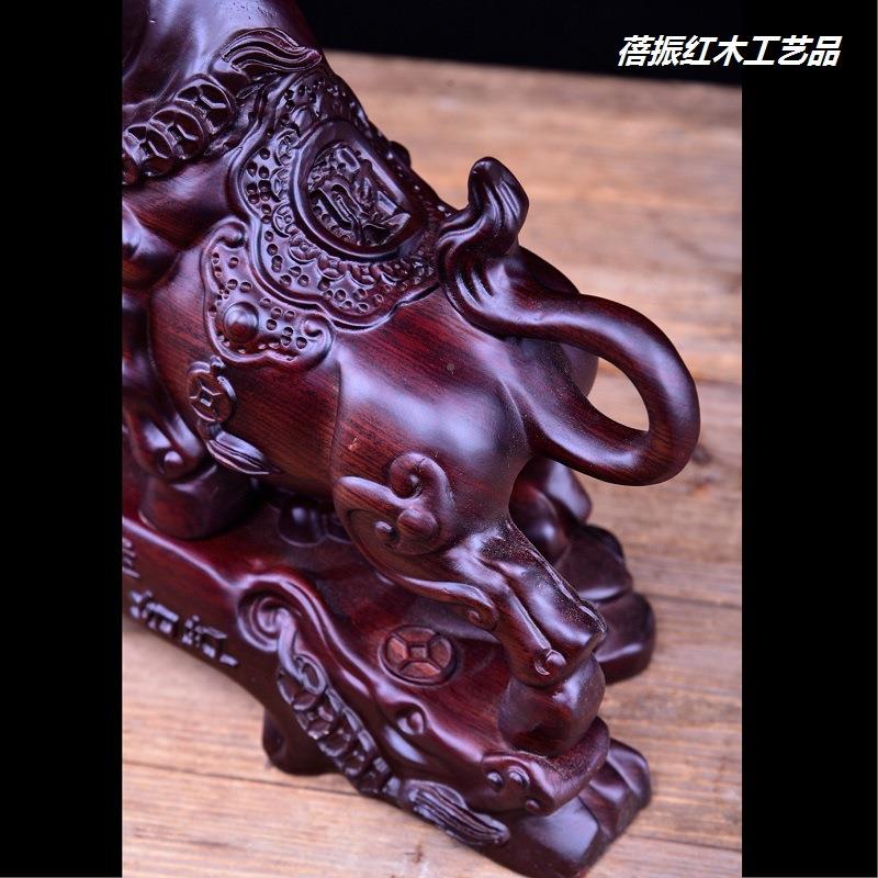 檀木雕十二生肖牛势摆件黑木品质家居办公室工艺财运如虹运牛GGX