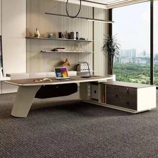 办室班台带书柜现代烤漆办公桌主管经理公总大裁板lbz-1桌老子环