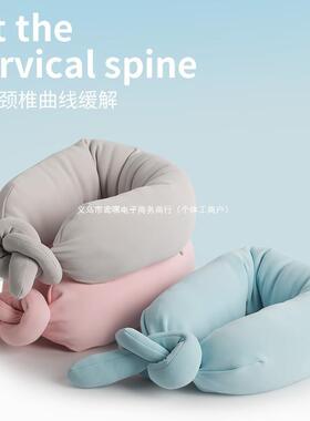 充气u型行枕旅出差飞行枕头脖携子护颈枕儿童睡觉WDV便午式休枕
