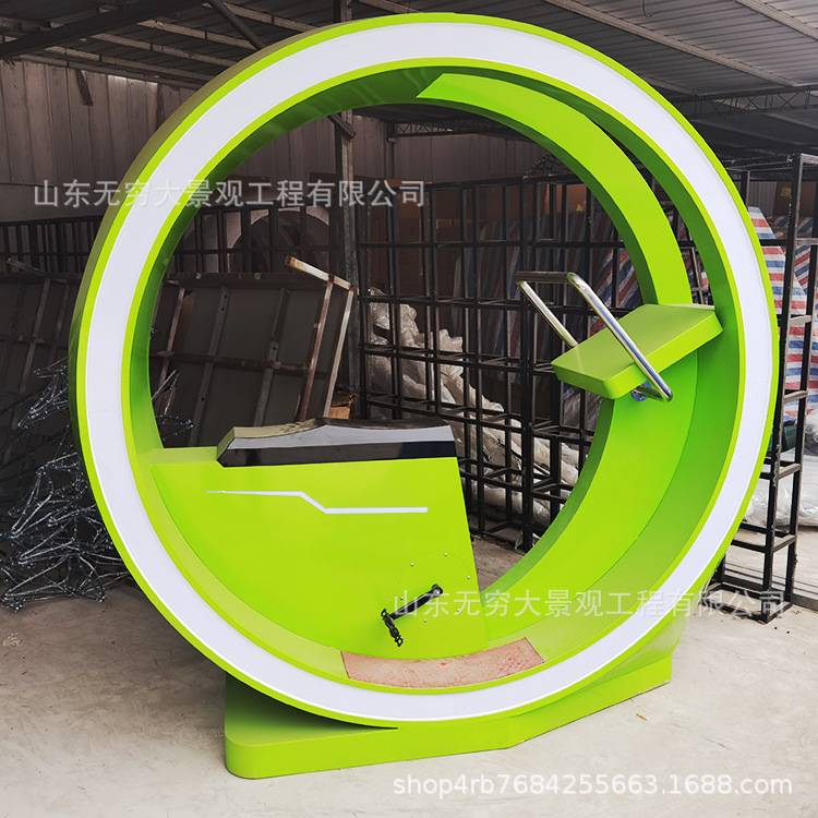 无穷大厂家无动力水车网红脚踏喷泉发电摆件道具彩色发光版脚蹬车