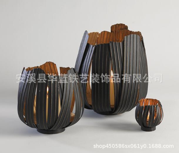 欧式铁艺家居古典铁制蜡烛台烛光晚餐道具餐桌欧美式现代艺术摆件