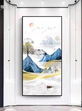 轻奢户玄关装饰画幅走OLL廊过竖版大挂画入酒店大道堂壁画
