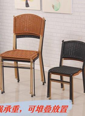 藤小凳子靠背子椅茶编织凳子家用餐椅椅台凳KYG阳台休闲椅仿藤编