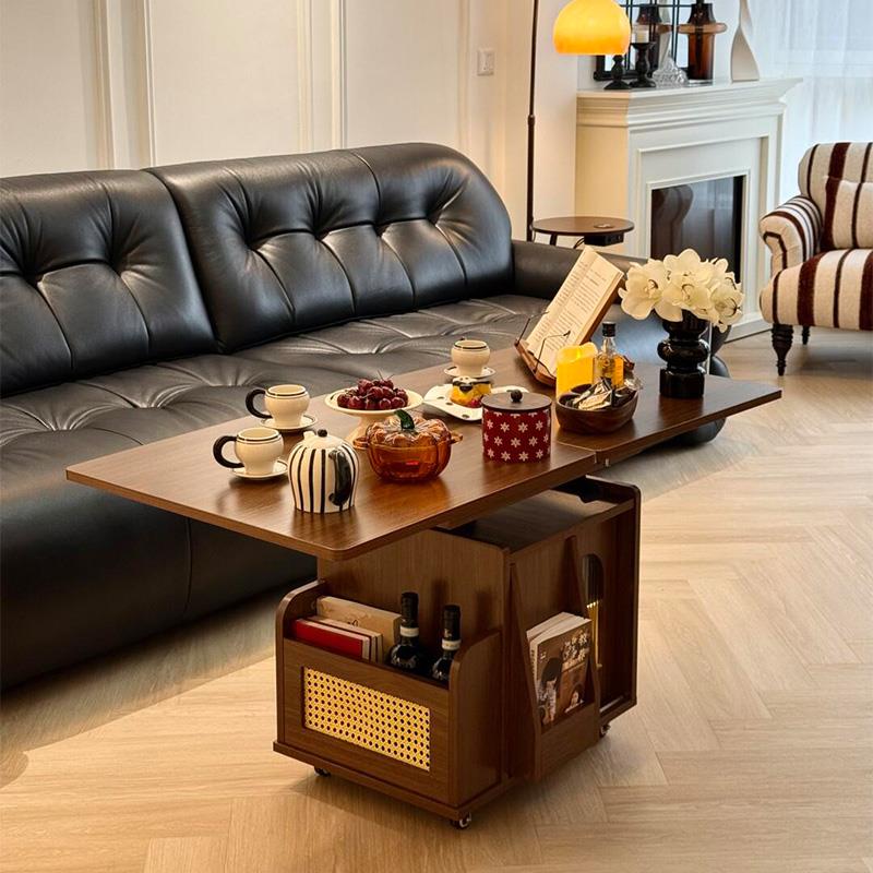 移动叠茶多实木推车小户型升降折叠茶几几茶桌折XIY客厅功能茶几