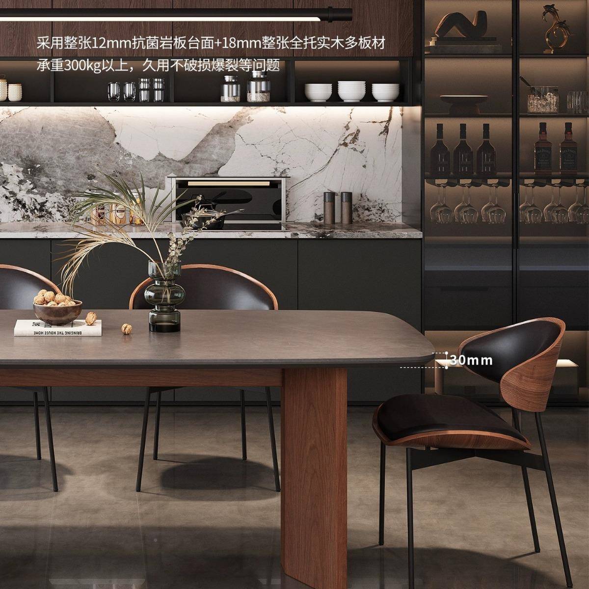 意式极简飞雁岩板桌组椅合厅家用别墅餐SSN大户型餐椅客桌子