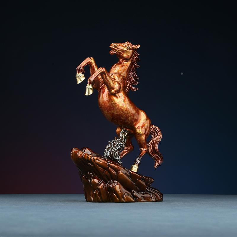 彩铜创意品摆件马到成奋马扬蹄功家居装饰客厅办马92083公室摆件