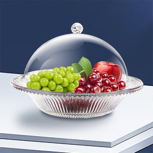 带的果盘有盖果盘家用客厅果盆亚水QRC克力轻碗盖托盘篮奢高颜值