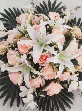 红色餐桌花酒店桌摆花件转盘装饰花绢花餐桌厅JMF大假圆中间摆放