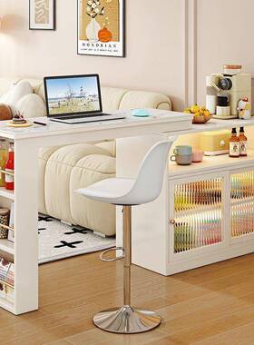 Yla缩实木柜吧台桌子小家用酒隔断客厅现代岩板餐边柜一体IZC型伸