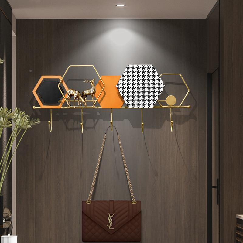 进门挂玄装饰挂钩墙创意衣架壁上挂衣帽钩轻奢入户门关口钥QKP匙