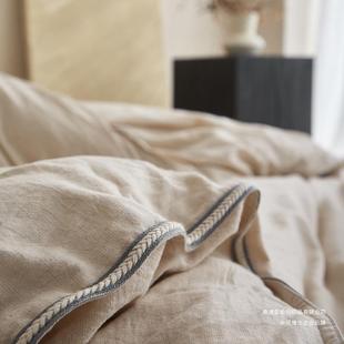 原色爽肤透气麻OMF上四件套%20%亚麻 床棉80纯棉全棉被套床单三件