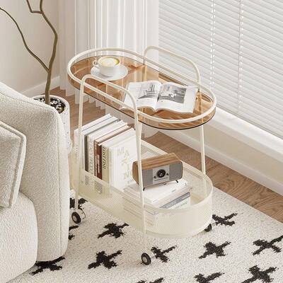 IFC创意简体桌约现代茶几客厅型家用奶油风小户椭圆形可移动玻璃