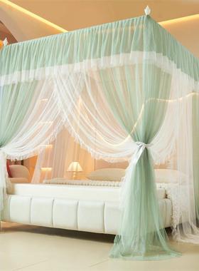 公主风帐方顶双层纱落地43644蚊精美边花床上用高品档宫廷风蚊帐