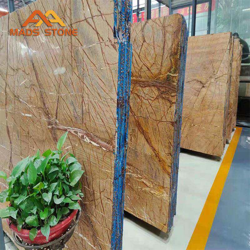 云浮厂家雨林啡黄色天然理石大石材窗台窗台面茶几门槛964大批板