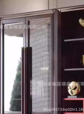 新中式乌金木全木书柜VPJ现代简轻奢置物酒约柜书房实书架柜柜储