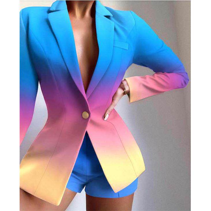 new casual printed small suit blazer women jacket 单件上衣
