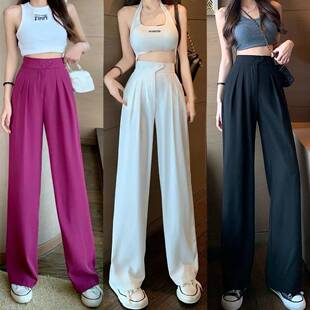 summer suit pants waist high thin x27;s women& for leg Wide