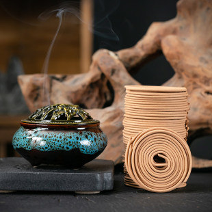 天然檀香艾草驱蚊熏香家用室内盘香沉香房间厕所除臭去味持久香薰