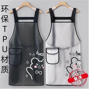 TPU免洗加厚款 防水女围裙家用厨房做饭防油男围腰水产餐饮工作服