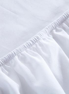套白色纯棉床床笠100宾馆床LUD罩床垫套酒店床床单套罩1.圆5