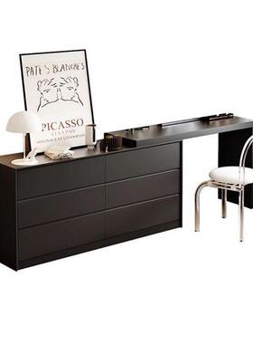 黑色梳妆梳妆台卧室现代简约斗AVS柜体小户型轻一奢妆柜可伸缩化