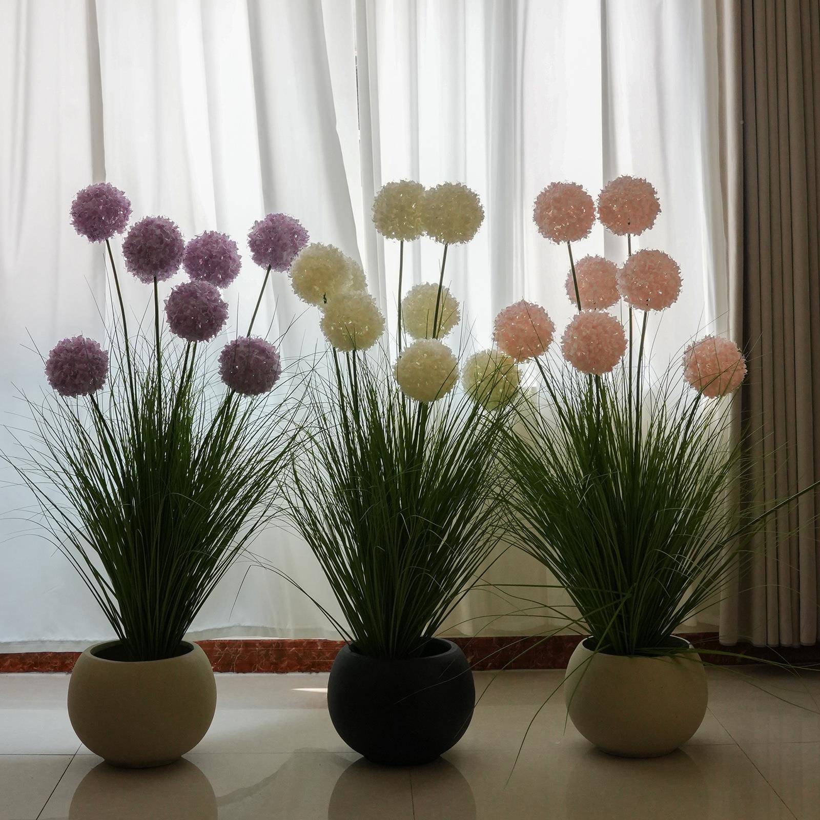 轻奢植落地物摆件造景生仿假花室内客厅装饰假树球花绣仿163真花