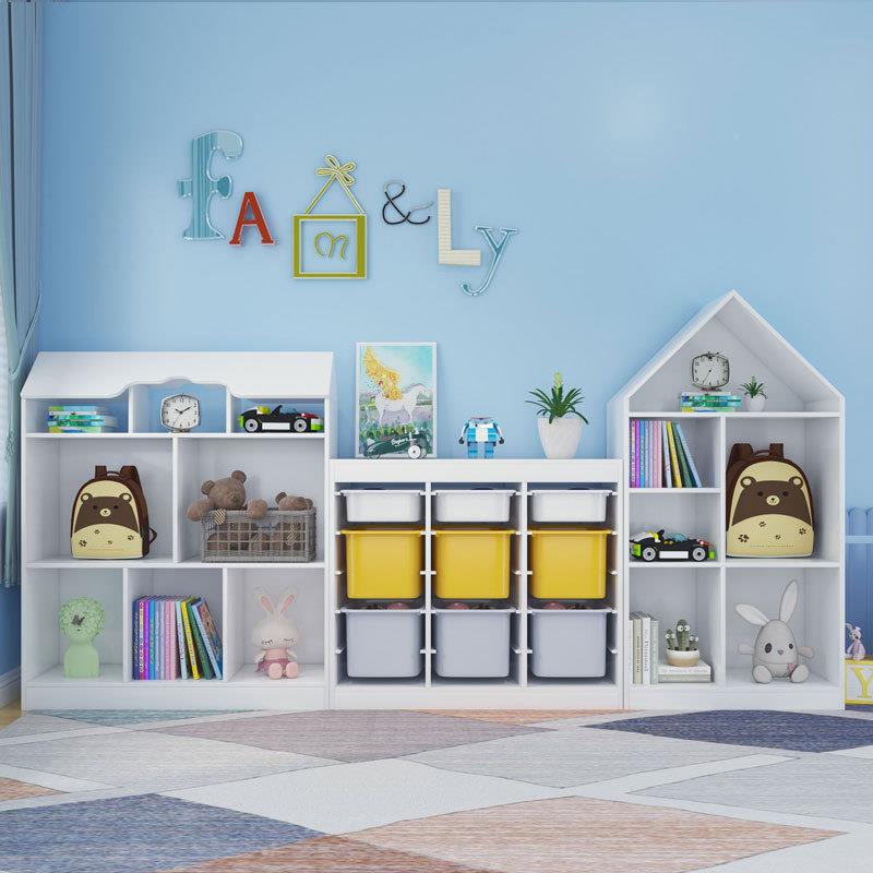 实木纳玩整具收架儿童书架架绘本落地书66173柜推拉门置物架宝宝