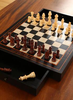 比抽屉西洋棋赛磁性实木小学FEQ成人象棋带生棋盘