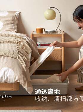 边实木1500mm*2床木无床头榻榻米主卧齐悬浮民宿排骨架床型简约橡