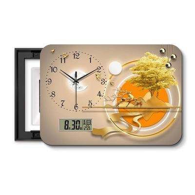 轻奢电钟表闸盒盖装SGE板万年历麋带表箱饰鹿画餐厅遮挡配电箱电