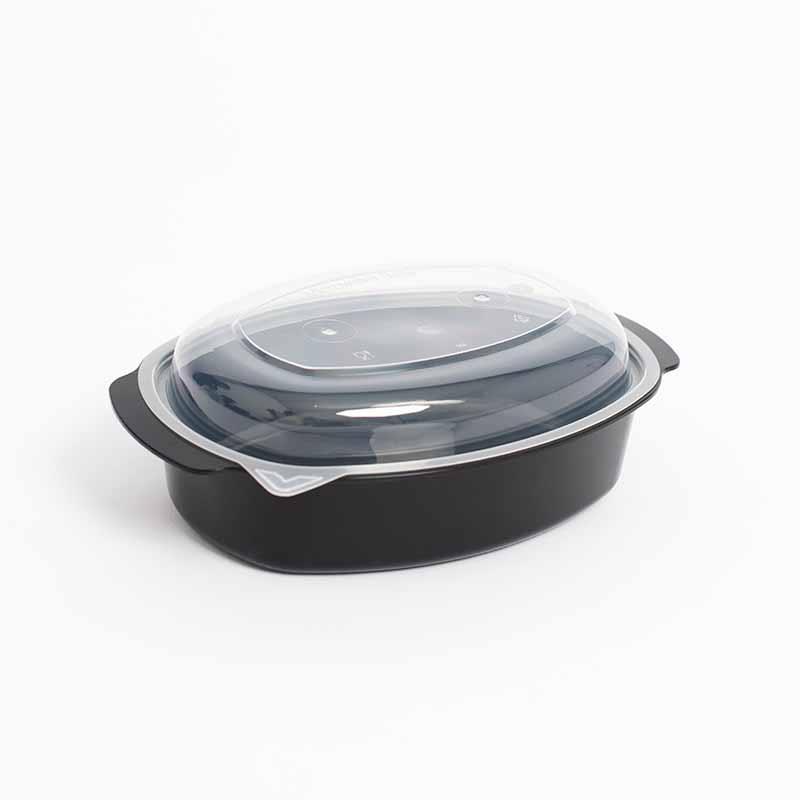 椭圆形盒子快餐水果外卖打包盒加厚透明塑料保鲜饭盒圆碗盖打包盒