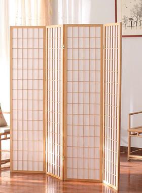 新品日风屏隔断QRO玄关叠移动客厅简约现代实木屏风式茶折室樟子