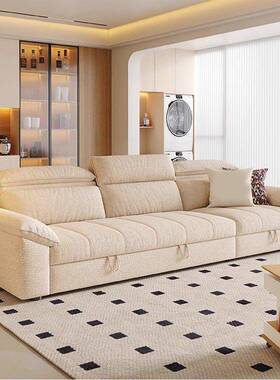 缩沙发床两奶伸用可折叠BXB多功能小户型新款油风抽拉式棉麻布艺