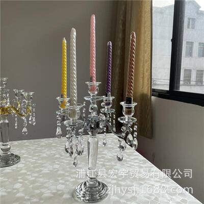 简约现代婚庆装饰水道具五头晶台家居ANL装饰摆现件家烛居玻璃烛