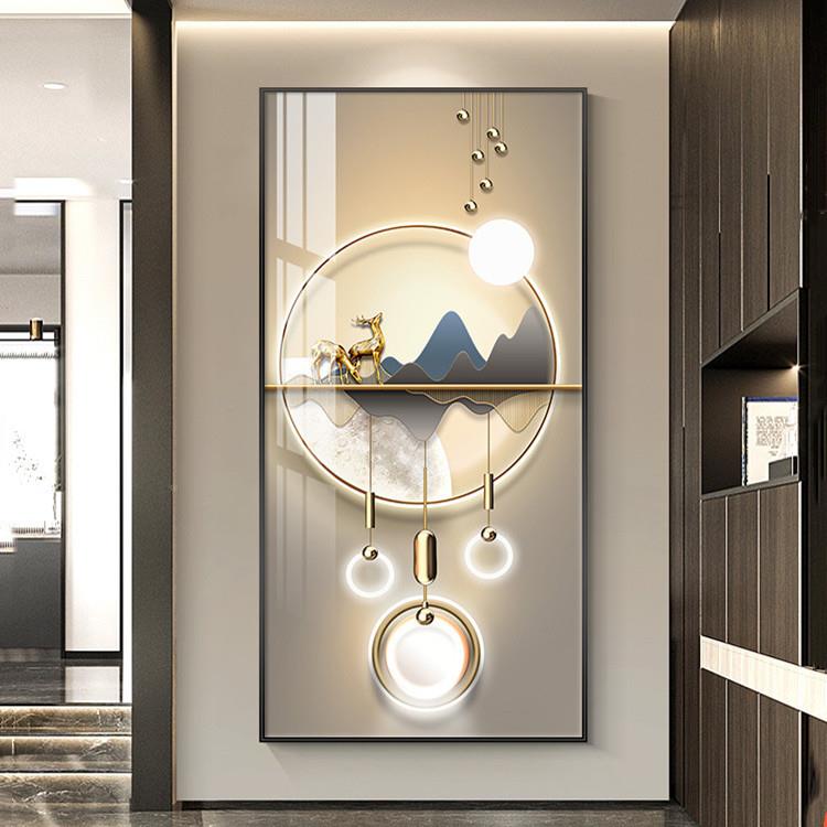 轻奢玄关装象饰现代简约入户画门客厅走THP廊道挂画抽大气过竖版