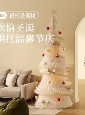 十八纸圣诞树店家居件创意摆大直播橱窗装饰酒VOR型商场节庆发光