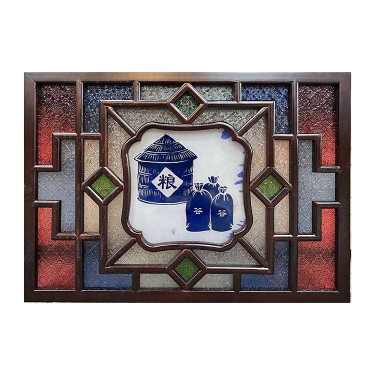 仿古门窗新中式ONI玻院满洲茶窗酒店中式楼公园四合祠堂彩色璃门