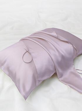 蝶绣30姆米重磅0真丝枕巾苏QLQ州丝绸10家桑蚕丝真用简约绑带丝枕