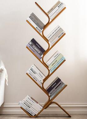 学生书柜客厅书EBV房书办架公室简易地置树物架多层形书架落桌上