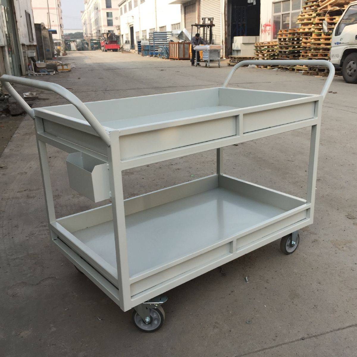双层手推车 拣货搬运仓储车 车间加厚重型多功能拉货物料周转车