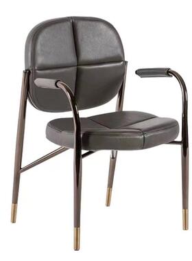 现代轻奢金计属BFP布餐椅式极简设别墅家绒用餐厅桌意椅