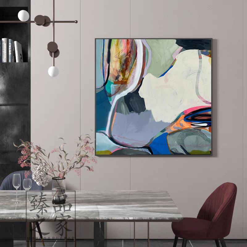 现简约抽象客厅画装饰画色块肌岩画玄关餐厅样板间2024036油北欧图片