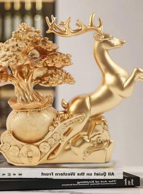 现代约麋鹿摆件办高公室358客厅电柜酒柜摆简件家居装饰品视档开