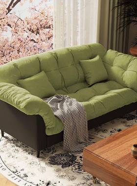 山茶布艺花沙TWP发客厅沙发小户出租屋直实型木沙排双人沙发简约